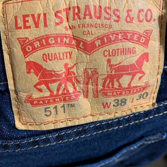 Levi’s Men’s 511 Dark Wash Stretch Denim 38x30 Jeans - Picture 7 of 9